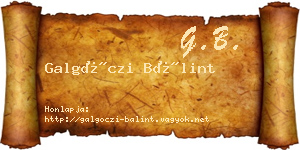 Galgóczi Bálint névjegykártya